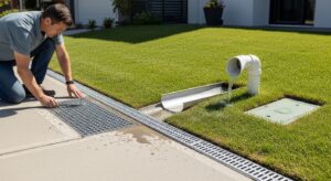 Casa com drenagem na calçada e quintal para evitar alagamentos