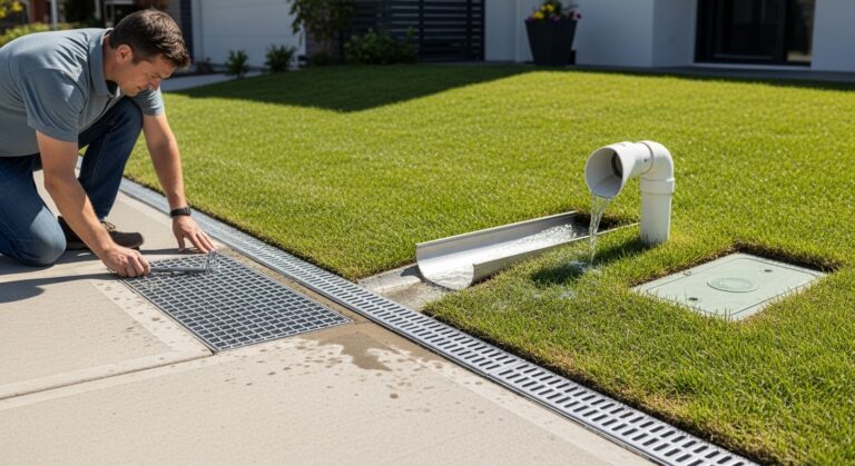 Casa com drenagem na calçada e quintal para evitar alagamentos